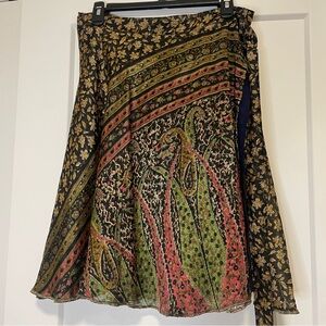 Reversible Wrap Skirt 80% Silk-  OS